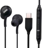 سماعة داخل الاذن سلكي ستيريو 2024 اي كي جي بمنفذ مضفر وميكروفون مدمج وازرار للتحكم في مستوى الصوت وموصل من النوع سي متوافق مع جالكسي نوت 10-نوت 10+-S20-S9 بلس-S10e - اسود