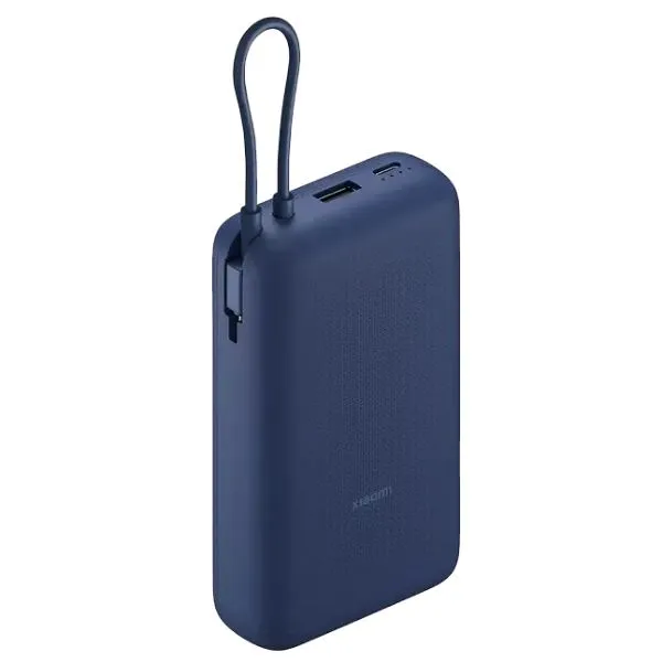 XIAOMI PB2030MI Portable Phone Charger 20000mAh 33W Power Bank with Built-in USB-C Cable - Blue